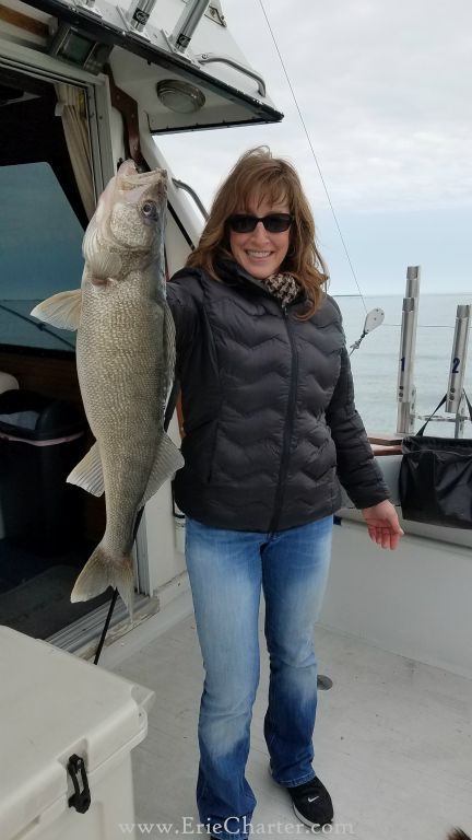 Lake Erie Fishing Charter - April 4 - Evonne's first walleye of the season!